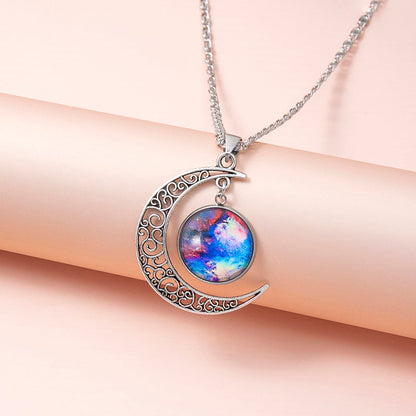 Galaxy Planet Star Glass Necklaces