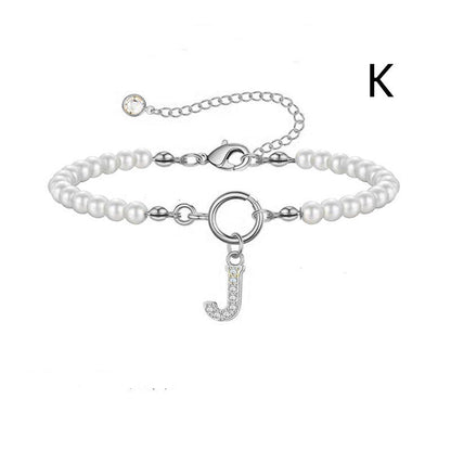 A-Z Letter Pendant Pearl Bracelet