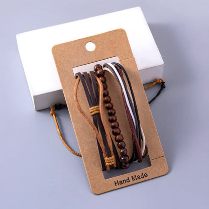 Vintage Multilayer Leather Adjustable Bracelet Set