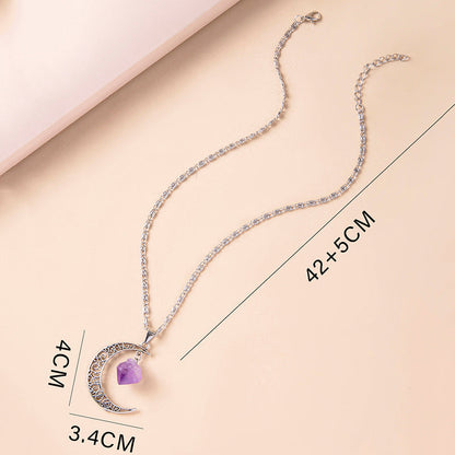Vintage Purple Moon Necklace