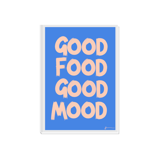 Good Food Good Mood | Blue Kitchen Typographic Food and Drink Print
