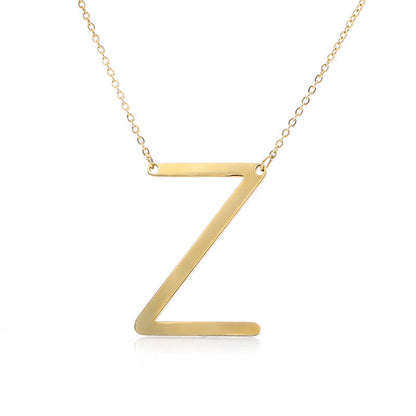 Big Initial Letter Pendant Necklace, Gold Silver, and Rose Gold
