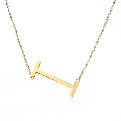 Big Initial Letter Pendant Necklace, Gold Silver, and Rose Gold