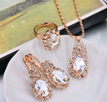 Water Drop Diamond Necklace, Earrings & Rings Sets