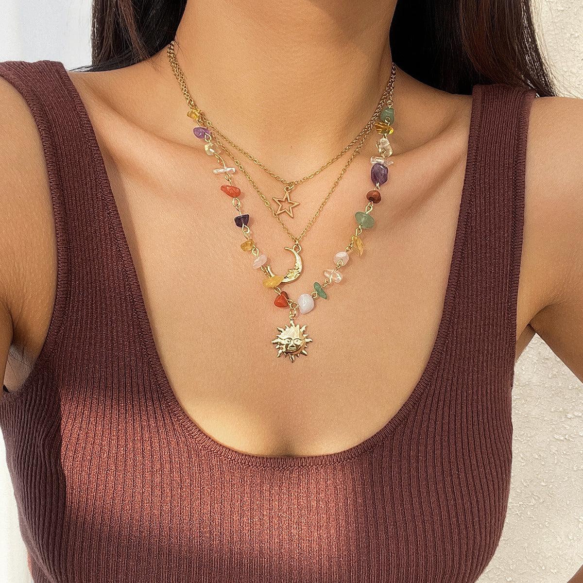 Multi-Layer Irregular Gravel Beach Necklace