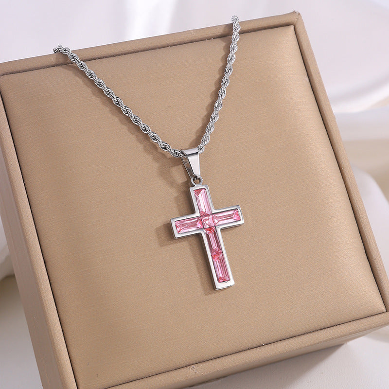 Multi-Colored Cross Pendant Necklace