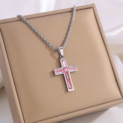 Multi-Colored Cross Pendant Necklace