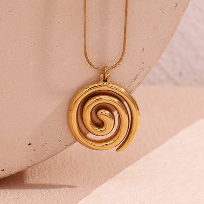 Gold Snake Chain Vortex Pendant Necklace