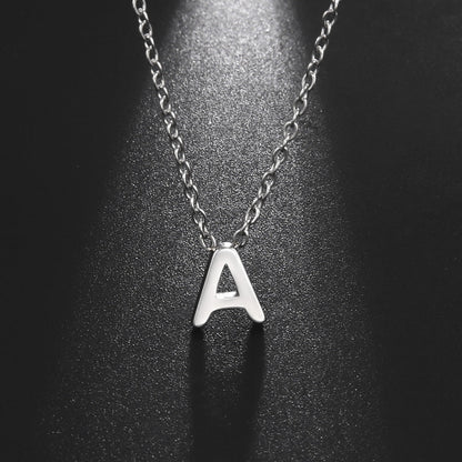 26 English Letter Steel Color Necklace