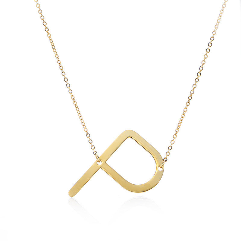 Big Initial Letter Pendant Necklace, Gold Silver, and Rose Gold