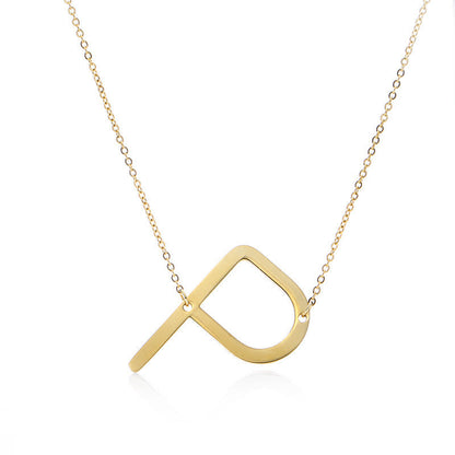 Big Initial Letter Pendant Necklace, Gold Silver, and Rose Gold