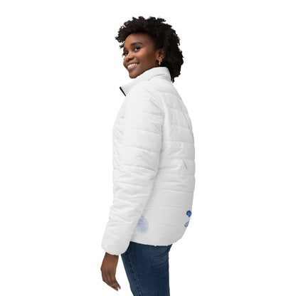 Watercolour Blue Splash - Womens Puffer Jacket