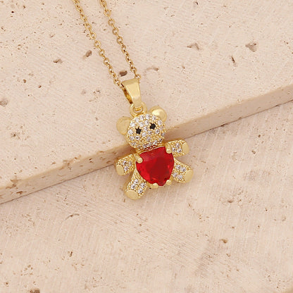 Bear Love Zircon Gem Necklace