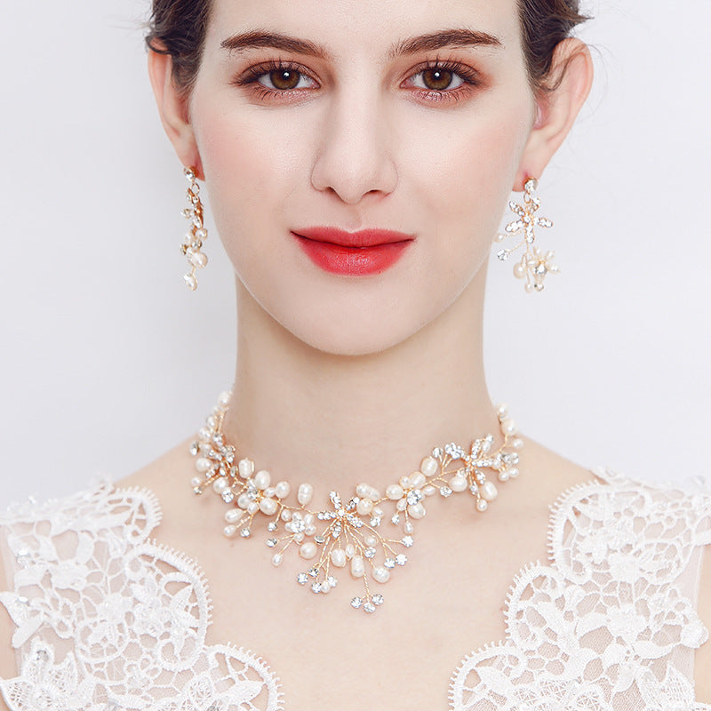 Pearl Necklace and Earring Set