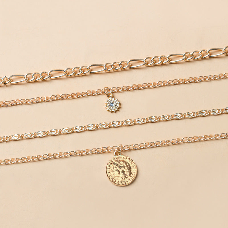 Multi-Layered Coin Chunky Gold Necklace