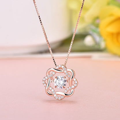 Zircon Round Square Double Pendant Necklace
