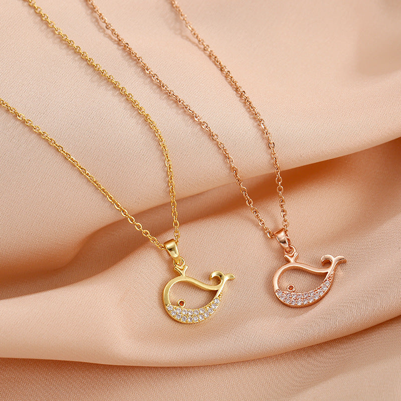 Cute Dancing Whale Titanium Steel Necklace