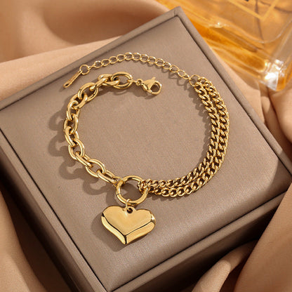 Double Layer Peach Heart Bracelet