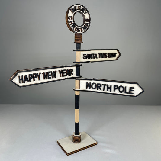 Christmas Direction Sign - Handmade Ornament