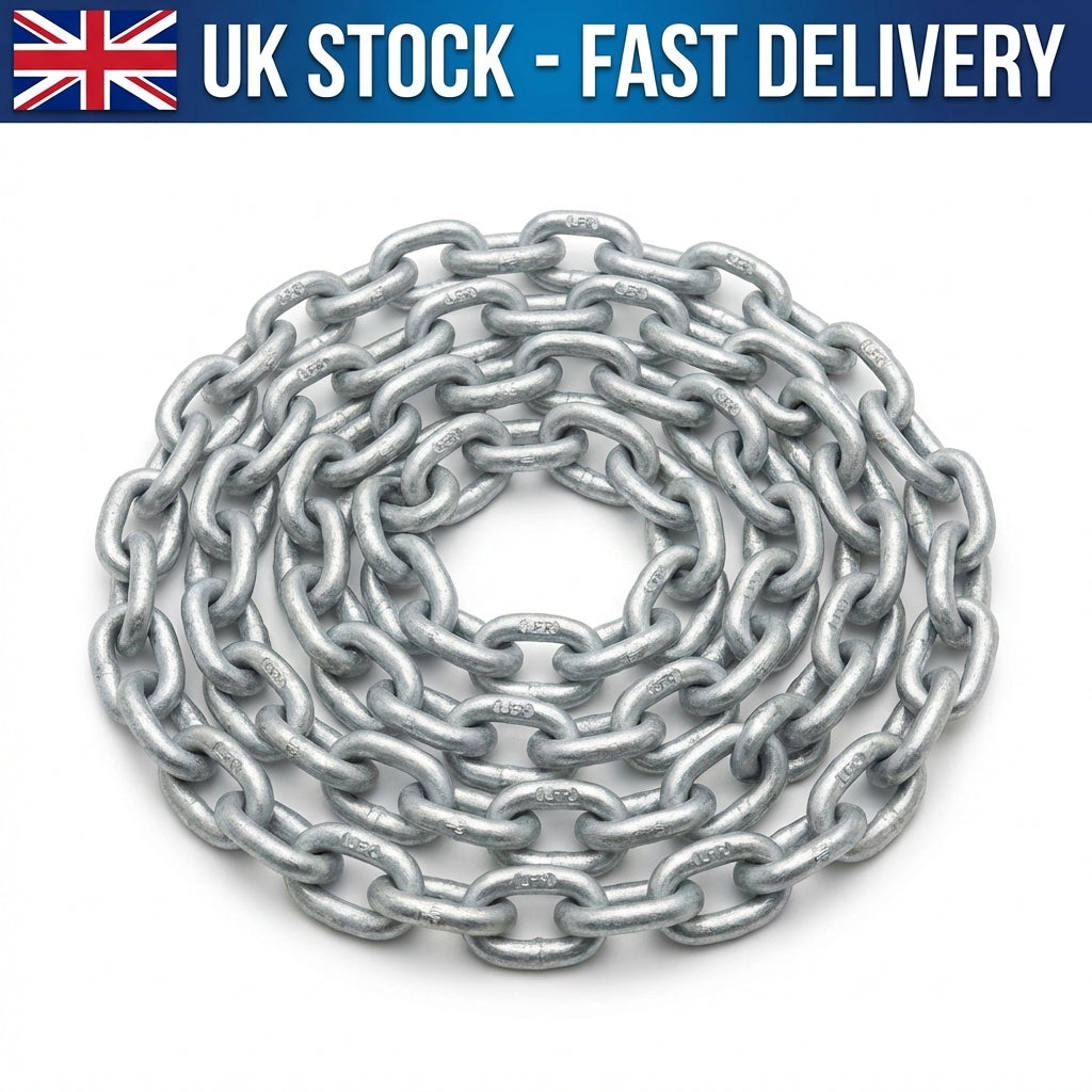 Lofrans 8mm Galvanised Calibrated Anchor Chain 30m Pack G40 ISO 4565 DIN 766