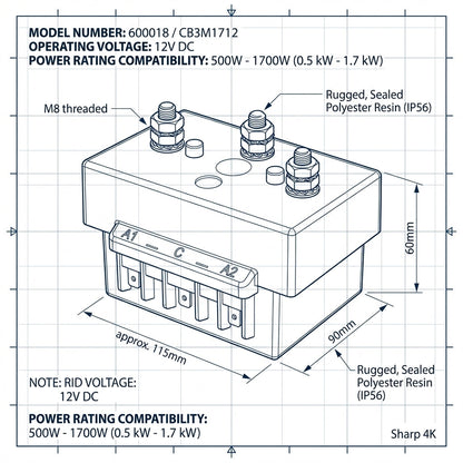 Lofrans 600018 Control Box 3T 12V 0.5-1.7kW Anchor Windlass Solenoid Relay