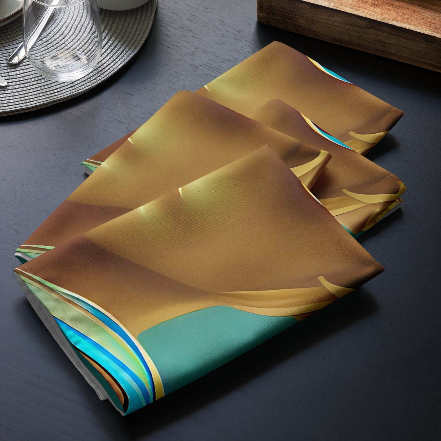 Retro Cool Blue - Cloth Napkin Set