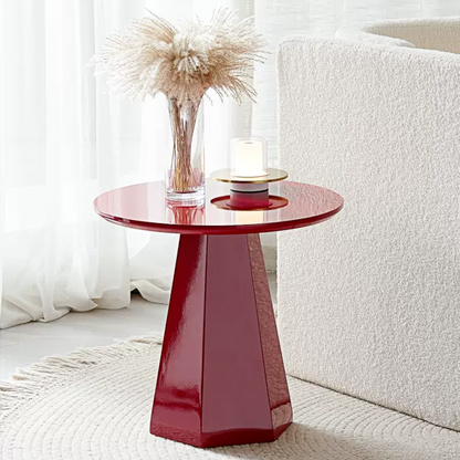 Melpomene Round Side Table, Red