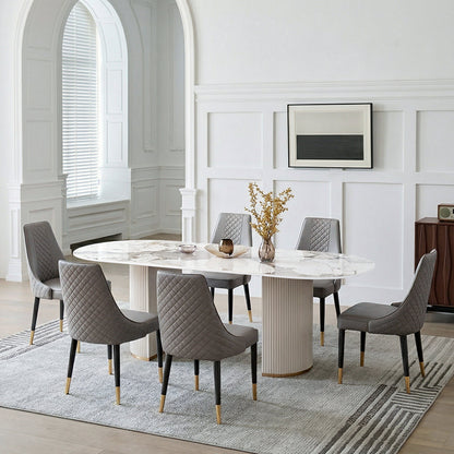 Costanza Oval Dining Table, Sintered Stone, White