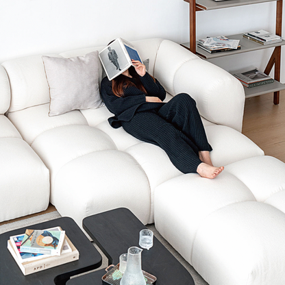 Lysander Velvet Module Three Seater, Four Seater, Five Seater Sofa, Corner Sofa, White