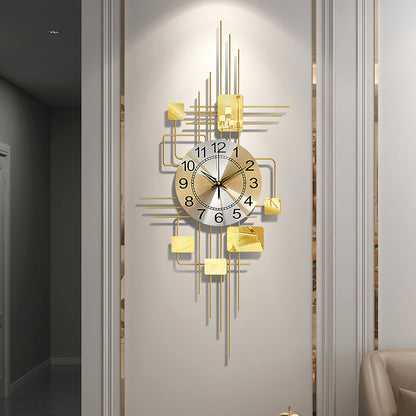 Park Art Deco Wall Clock, Silent Clock, Vertical, Gold