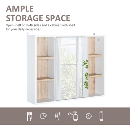 HOMCOM Wall Mounted Bathroom Storage Cabinet w/ Mirrored Door, Adjustable Shelf