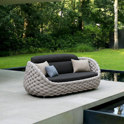 Marbella Textilene Rope Woven Outdoor Sofa Set with Water-Proof Covers, Grey