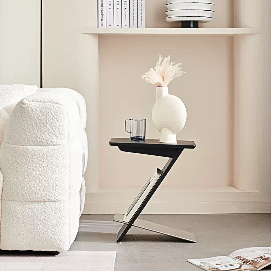 Adrian Side Table With Magazine Rack, Solid Wood