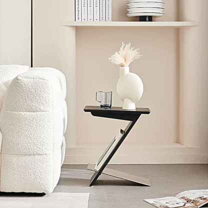 Adrian Side Table With Magazine Rack, Solid Wood