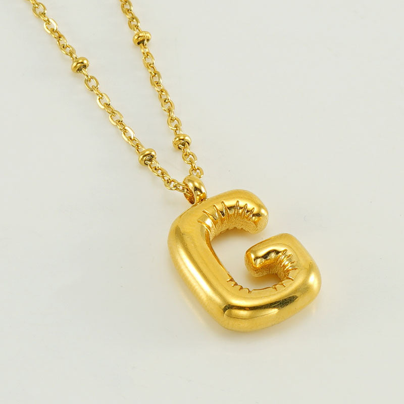 Bubble Letter Pendant Necklace A-Z