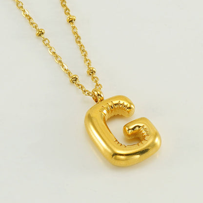 Bubble Letter Pendant Necklace A-Z