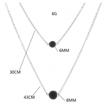 Double Layer Lava Rock Necklace