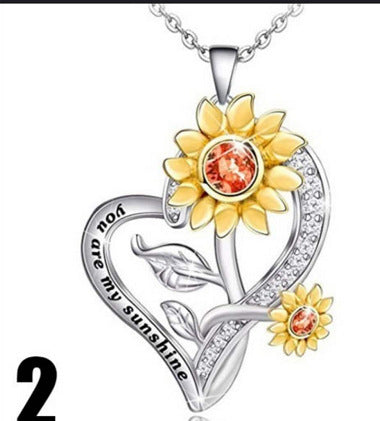 Sunflower Heart-Shaped Pendant