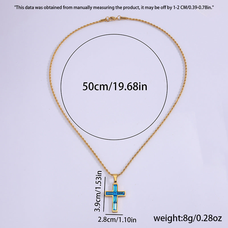 Multi-Colored Cross Pendant Necklace