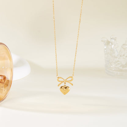 Love Heart & Bowknot Choker Necklace