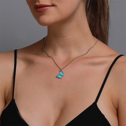 Butterfly Pendant Necklace & Bracelet Set