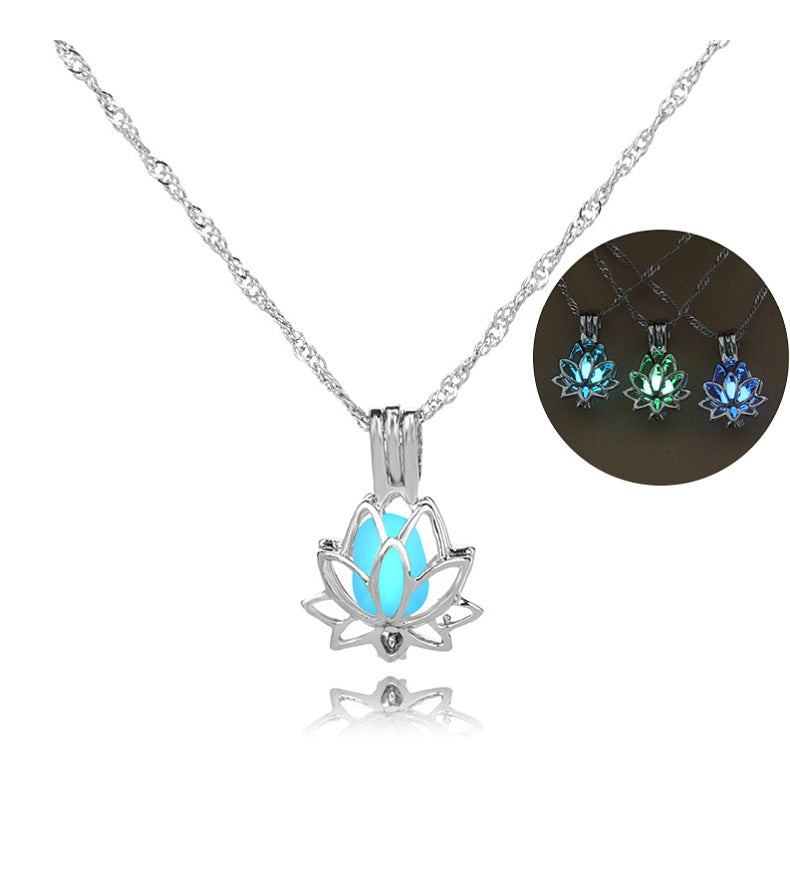 Yoga Lotus Luminous Pendant Necklace