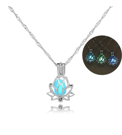 Yoga Lotus Luminous Pendant Necklace