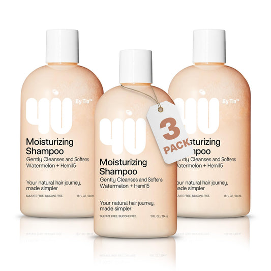 4U by Tia Moisturizing Curly Hair Shampoo 3-Pack | Sulfate-Free, Frizz Control, Watermelon & Hibiscus Oil