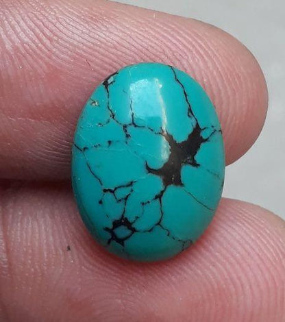Natural Turquoise with Veins - Green Matrix Turquoise-4.50 Ct-16x12mm