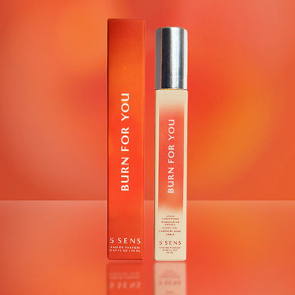 5 SENS Burn For You Eau de Parfum Travel Spray (10 mL) | Warm Woody Vanilla Cedarwood, Clove & Amber – Vegan & Cruelty-Free