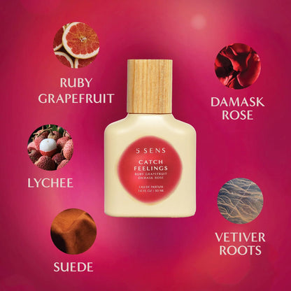 5 SENS Catch Feelings EDP (30 mL) – Vegan, Cruelty‑Free, Warm Floral with Lychee & Damask Rose