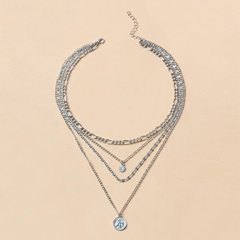Multi-Layered Coin Chunky Gold Necklace