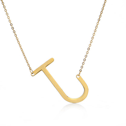 Big Initial Letter Pendant Necklace, Gold Silver, and Rose Gold