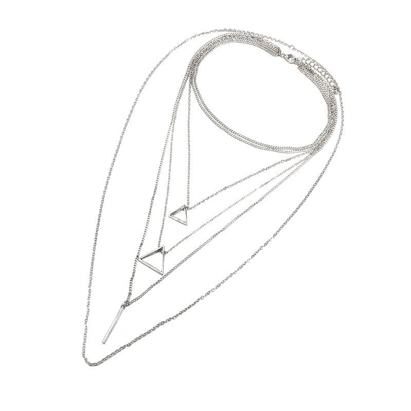 Triangle Bar Pendant Multilayer Necklace